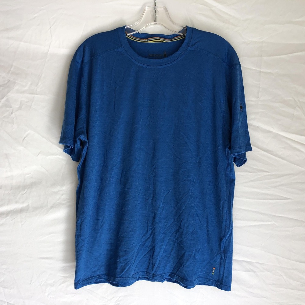 Smartwool Shirt Mens Large Blue Wool Crewneck Short Sleeve Athletic Tee